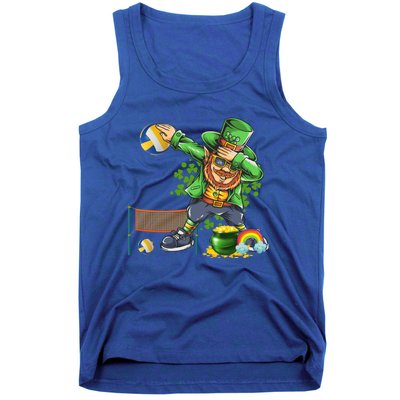 Dabbing Leprechaun Playing Volleyball Patrick Day Shamrock Cute Gift Tank Top