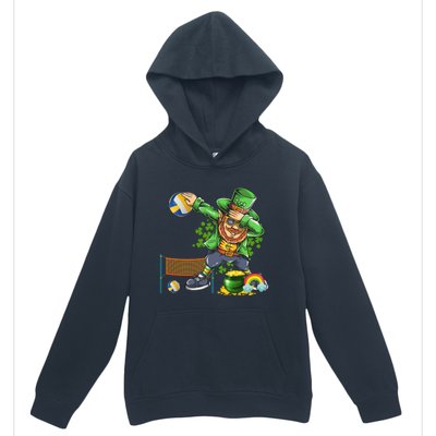 Dabbing Leprechaun Playing Volleyball Patrick Day Shamrock Cute Gift Urban Pullover Hoodie