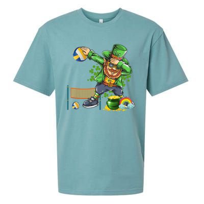 Dabbing Leprechaun Playing Volleyball Patrick Day Shamrock Cute Gift Sueded Cloud Jersey T-Shirt