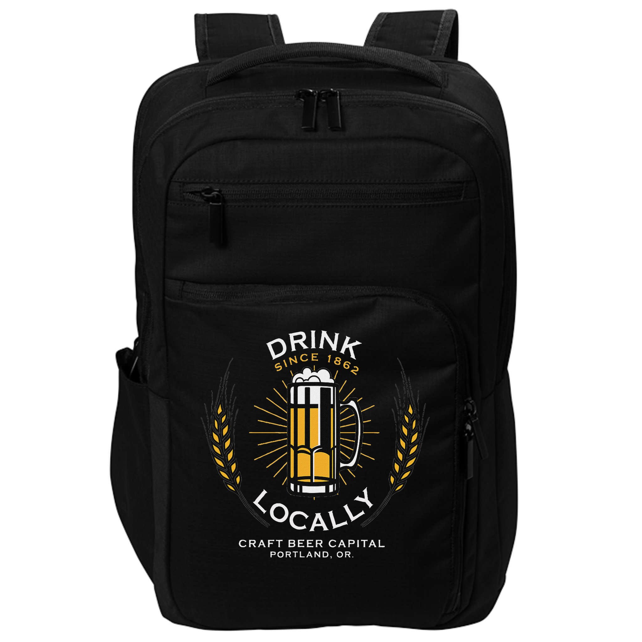 Drink Locally Portland Or Craft Beer Brewery Impact Tech Backpack