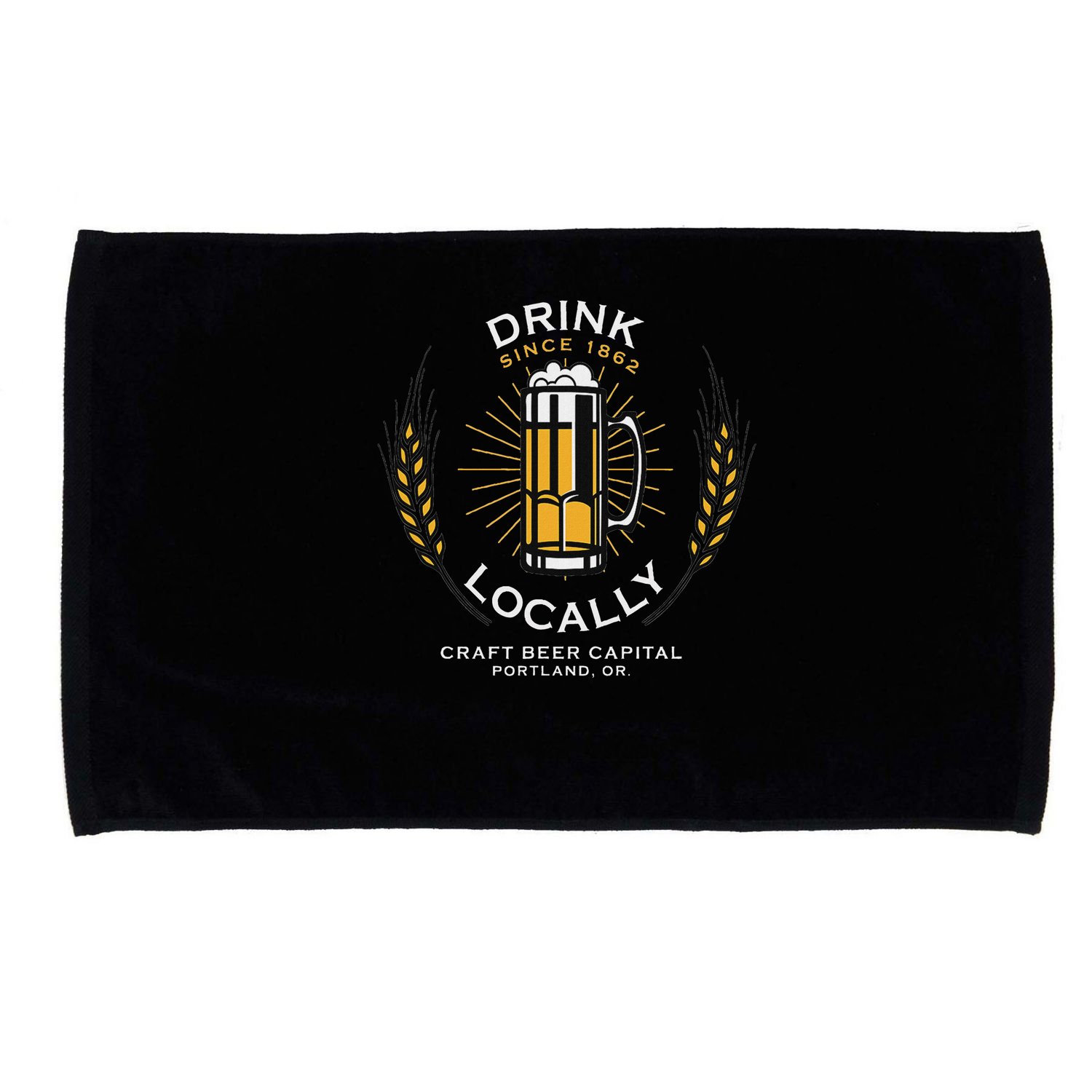 Drink Locally Portland Or Craft Beer Brewery Microfiber Hand Towel