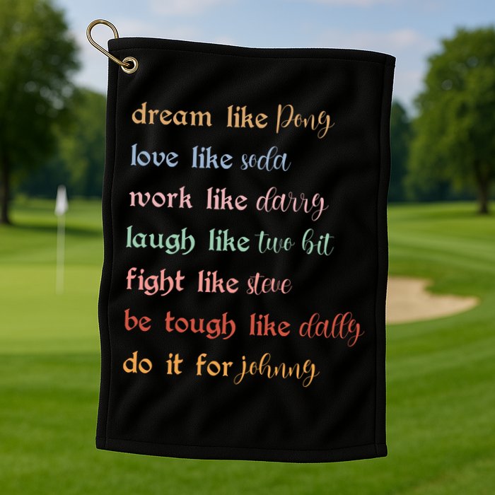 Dream Like Pony Love Like Soda Work Like Darry Laugh Like Two Bit Golf Towel