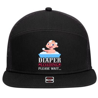 Diaper Loading Please Wait 7 Panel Mesh Trucker Snapback Hat