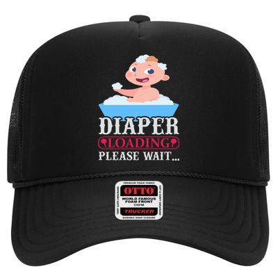 Diaper Loading Please Wait High Crown Mesh Back Trucker Hat