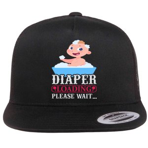 Diaper Loading Please Wait Flat Bill Trucker Hat