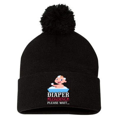 Diaper Loading Please Wait Pom Pom 12in Knit Beanie