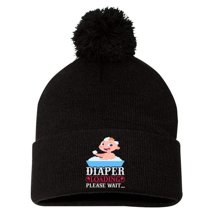 Diaper Loading Please Wait Pom Pom 12in Knit Beanie