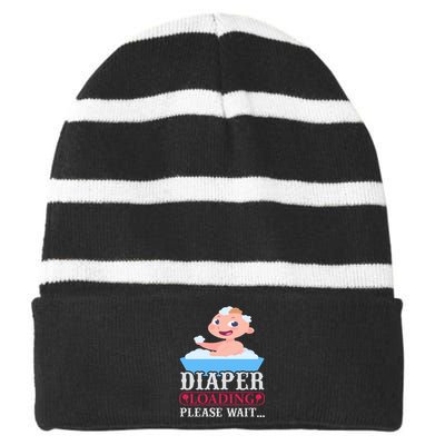 Diaper Loading Please Wait Striped Beanie with Solid Band