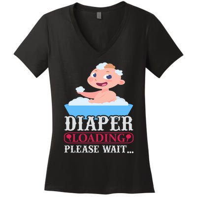 Diaper Loading Please Wait Women's V-Neck T-Shirt