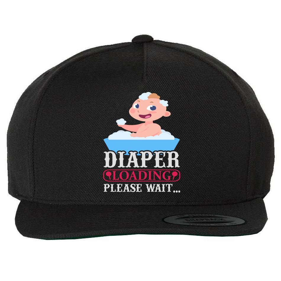 Diaper Loading Please Wait Wool Snapback Cap