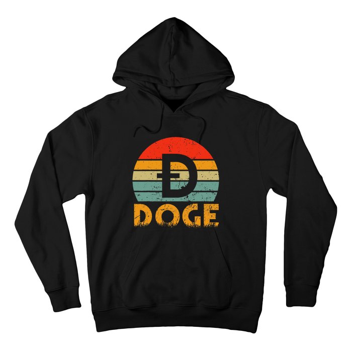 Dogecoin Logo Retro Vintage Dogecoin Hodler Trader Hoodie