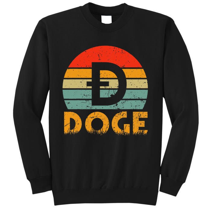 Dogecoin Logo Retro Vintage Dogecoin Hodler Trader Sweatshirt