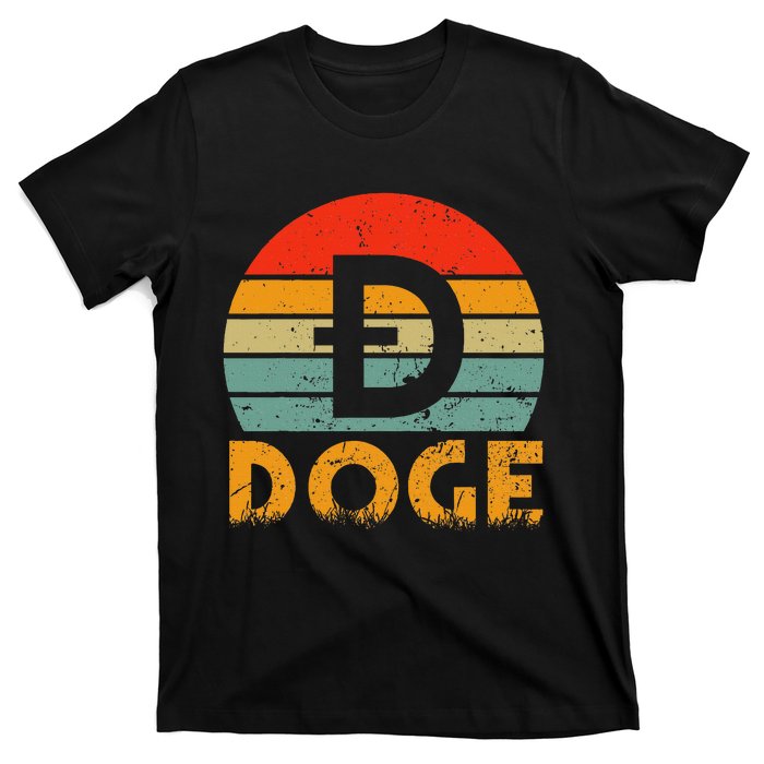 Dogecoin Logo Retro Vintage Dogecoin Hodler Trader T-Shirt