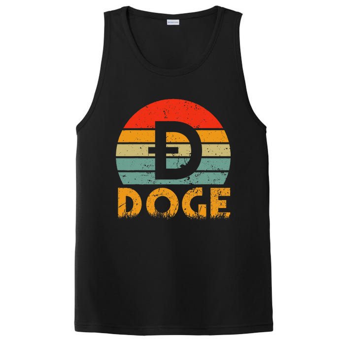 Dogecoin Logo Retro Vintage Dogecoin Hodler Trader PosiCharge Competitor Tank