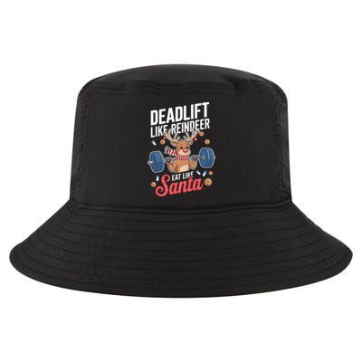 Deadlift Like Reindeer Eat Like Santa Christmas Weightlifter Cool Comfort Performance Bucket Hat