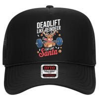 Deadlift Like Reindeer Eat Like Santa Christmas Weightlifter High Crown Mesh Back Trucker Hat