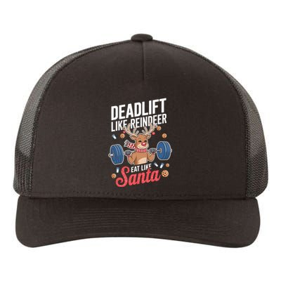 Deadlift Like Reindeer Eat Like Santa Christmas Weightlifter Yupoong Adult 5-Panel Trucker Hat