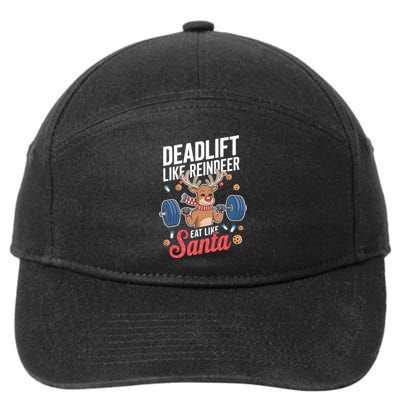 Deadlift Like Reindeer Eat Like Santa Christmas Weightlifter 7-Panel Snapback Hat