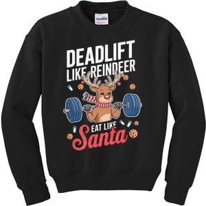 Deadlift Like Reindeer Eat Like Santa Christmas Weightlifter Kids Sweatshirt