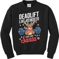 Deadlift Like Reindeer Eat Like Santa Christmas Weightlifter Kids Sweatshirt