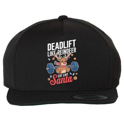 Deadlift Like Reindeer Eat Like Santa Christmas Weightlifter Wool Snapback Cap