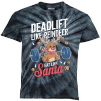 Deadlift Like Reindeer Eat Like Santa Christmas Weightlifter Kids Tie-Dye T-Shirt