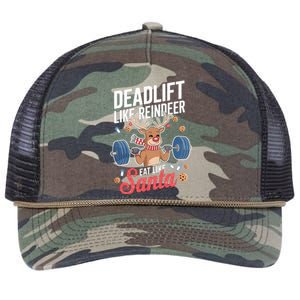 Deadlift Like Reindeer Eat Like Santa Christmas Weightlifter Retro Rope Trucker Hat Cap