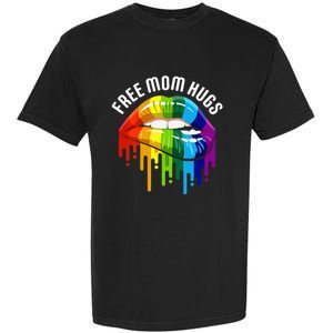 Dripping Lips Rainbow LGBTQ Mother FREE MOM HUGS Garment-Dyed Heavyweight T-Shirt