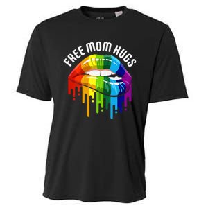 Dripping Lips Rainbow LGBTQ Mother FREE MOM HUGS Cooling Performance Crew T-Shirt