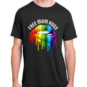 Dripping Lips Rainbow LGBTQ Mother FREE MOM HUGS Adult ChromaSoft Performance T-Shirt