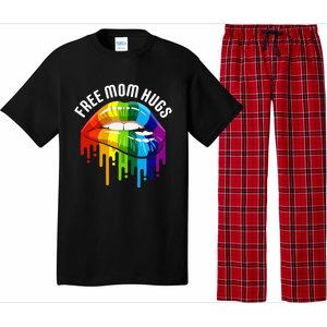 Dripping Lips Rainbow LGBTQ Mother FREE MOM HUGS Pajama Set