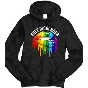 Dripping Lips Rainbow LGBTQ Mother FREE MOM HUGS Tie Dye Hoodie