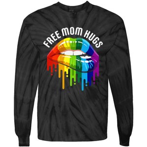 Dripping Lips Rainbow LGBTQ Mother FREE MOM HUGS Tie-Dye Long Sleeve Shirt