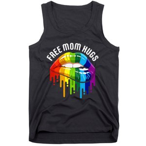 Dripping Lips Rainbow LGBTQ Mother FREE MOM HUGS Tank Top