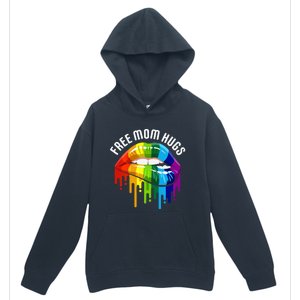 Dripping Lips Rainbow LGBTQ Mother FREE MOM HUGS Urban Pullover Hoodie