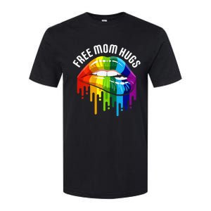 Dripping Lips Rainbow LGBTQ Mother FREE MOM HUGS Softstyle CVC T-Shirt