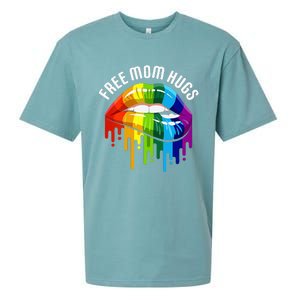 Dripping Lips Rainbow LGBTQ Mother FREE MOM HUGS Sueded Cloud Jersey T-Shirt