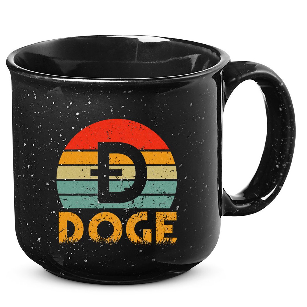 Dogecoin Logo Retro Vintage Dogecoin Hodler Trader 15oz Campfire Ceramic Mug