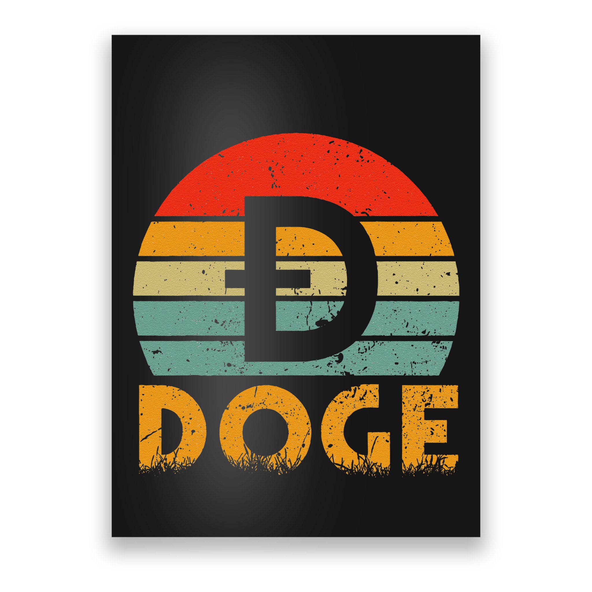 Dogecoin Logo Retro Vintage Dogecoin Hodler Trader Poster