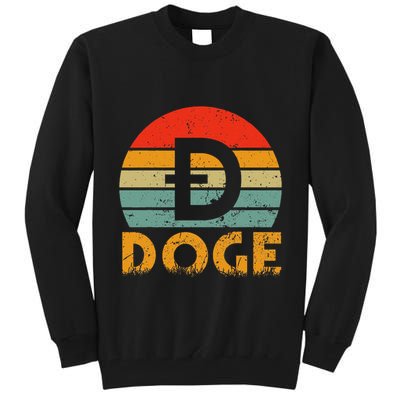 Dogecoin Logo Retro Vintage Dogecoin Hodler Trader Tall Sweatshirt