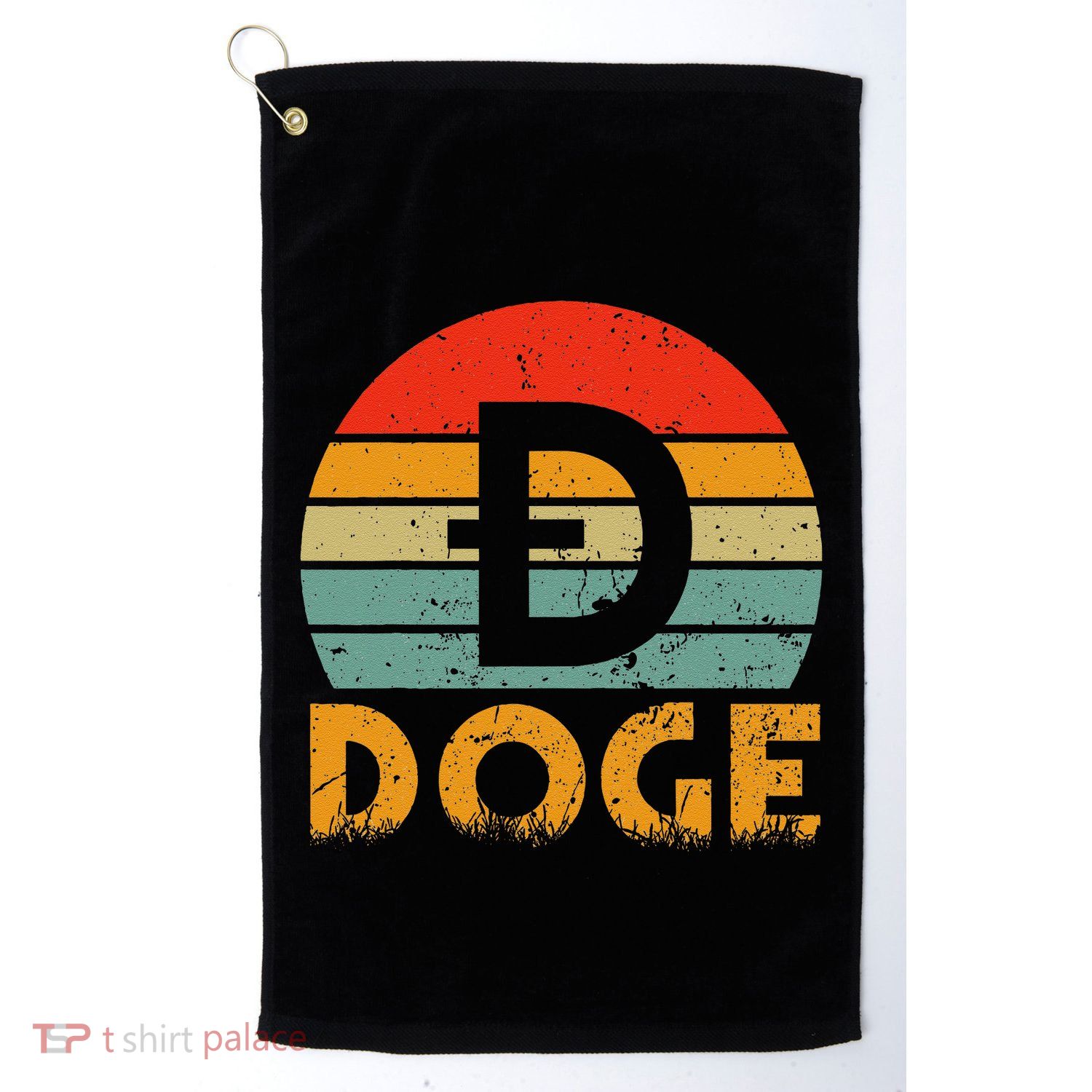 Dogecoin Logo Retro Vintage Dogecoin Hodler Trader Golf Towel