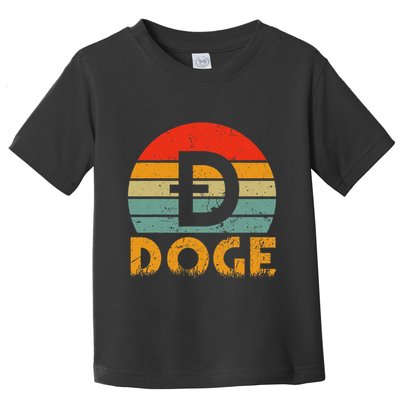 Dogecoin Logo Retro Vintage Dogecoin Hodler Trader Toddler T-Shirt