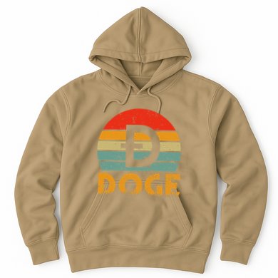 Dogecoin Logo Retro Vintage Dogecoin Hodler Trader Hoodie