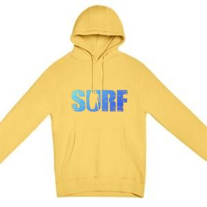 Distressed Look Surfing Gift For Surfers Cute Gift Premium Pullover Hoodie