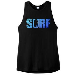 Distressed Look Surfing Gift For Surfers Cute Gift Ladies PosiCharge Tri-Blend Wicking Tank