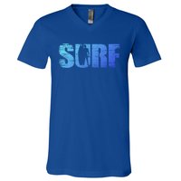 Distressed Look Surfing Gift For Surfers Cute Gift V-Neck T-Shirt