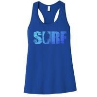 Distressed Look Surfing Gift For Surfers Cute Gift Women's Racerback Tank