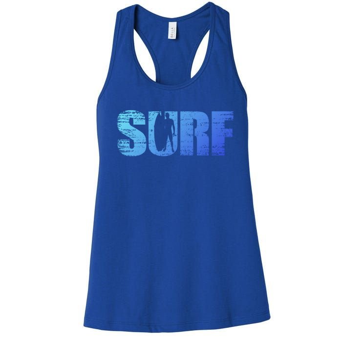 Distressed Look Surfing Gift For Surfers Cute Gift Women's Racerback Tank