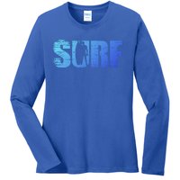 Distressed Look Surfing Gift For Surfers Cute Gift Ladies Long Sleeve Shirt