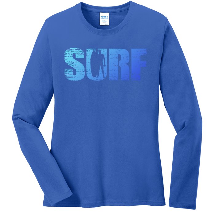 Distressed Look Surfing Gift For Surfers Cute Gift Ladies Long Sleeve Shirt